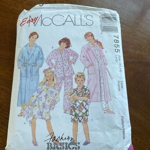 McCall’s Vintage sewing Pattern #7855 Family Sleep Fashion Basics